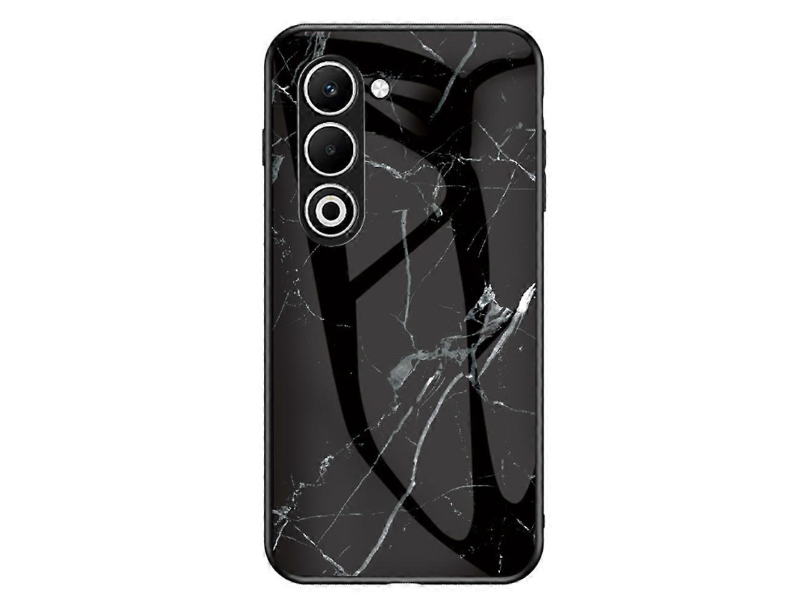 Capa Protetora Para Oppo A5 5g Com Padrão De Mármore, Vidro Temperado Pc Tpu, Cor Preta, Mármore