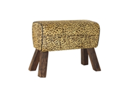 Apoio para os Pés de Madeira com Estampa de Leopardo Marrom ALEXANDRA HOUSE LIVING (67x30x51cm)