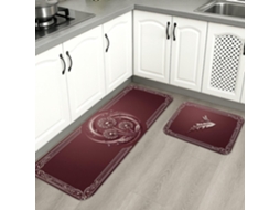 Tapetes de cozinha clássicos e elegantes, com estampa floral bordô, acolchoados, confortáveis e laváveis, ideais para