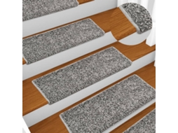 Vidaxl Tapetes De Escada 10 Peças 65x21x4 Cm Cinza Com Borda Retangular