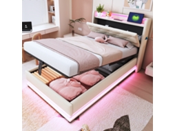 Cama Infantil Veludo 90x200 com Led Usb e Baú Hidráulico