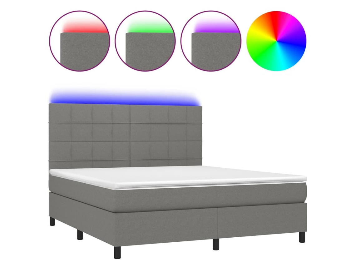 Box Spring Bed, Box Spring Beds Vidaxl Cinzeto Tecido (180 X 200 Cm)