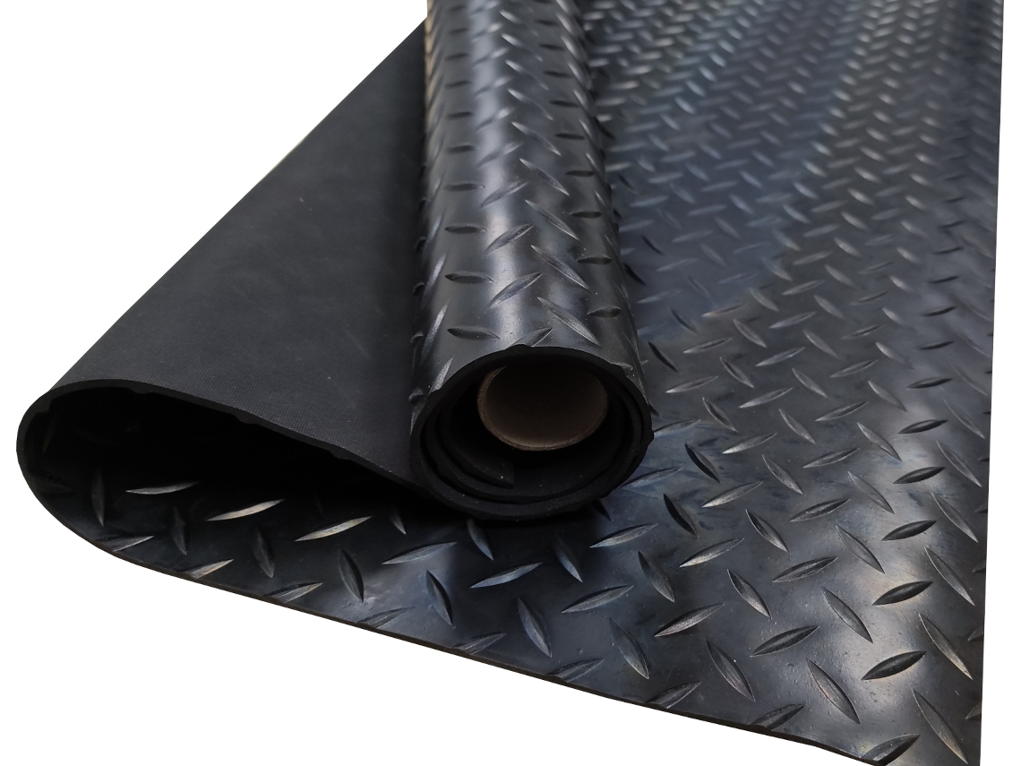 Revestimento Antiderrapante - Diamante Preto - 3mm - 100x150cm - Composição 100% Borracha - Pavimento PVC - Piso de Borracha