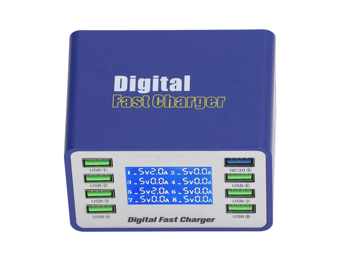 Carregador Usb Laxiscreed Com 8 Portas Qc3.0 E Tecnologia Pwm Para Carregamento Rápido