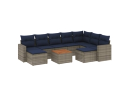 Conjunto de Sofá de Jardim, 10 Peças, Almofadas, Rattan Cinza MAISON EXCLUSIVE