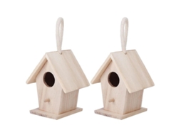 2 Cajas Nido De Madera Colgantes Para Aves, Decoración Jardin Patio Exterior, Refugio Seguro Pájaro
