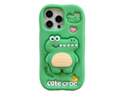 Capa De Celular De Silicone Com Desenho Animado 3d De Crocodilo Apaixonado Para Iphone 13 Pro Max