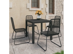 Vidaxl 5 Pcs Conjunto de Jantar para Jardim Vime de Pvc Preto