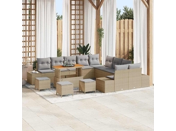 Vidaxl Conjunto De Sofá De Jardim 14 Pcs Bege Rattan Sintético