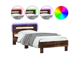Estrutura de Cama com Cabeceira e Luzes Led Carvalho Fumado MAISON EXCLUSIVE (90x200 cm)