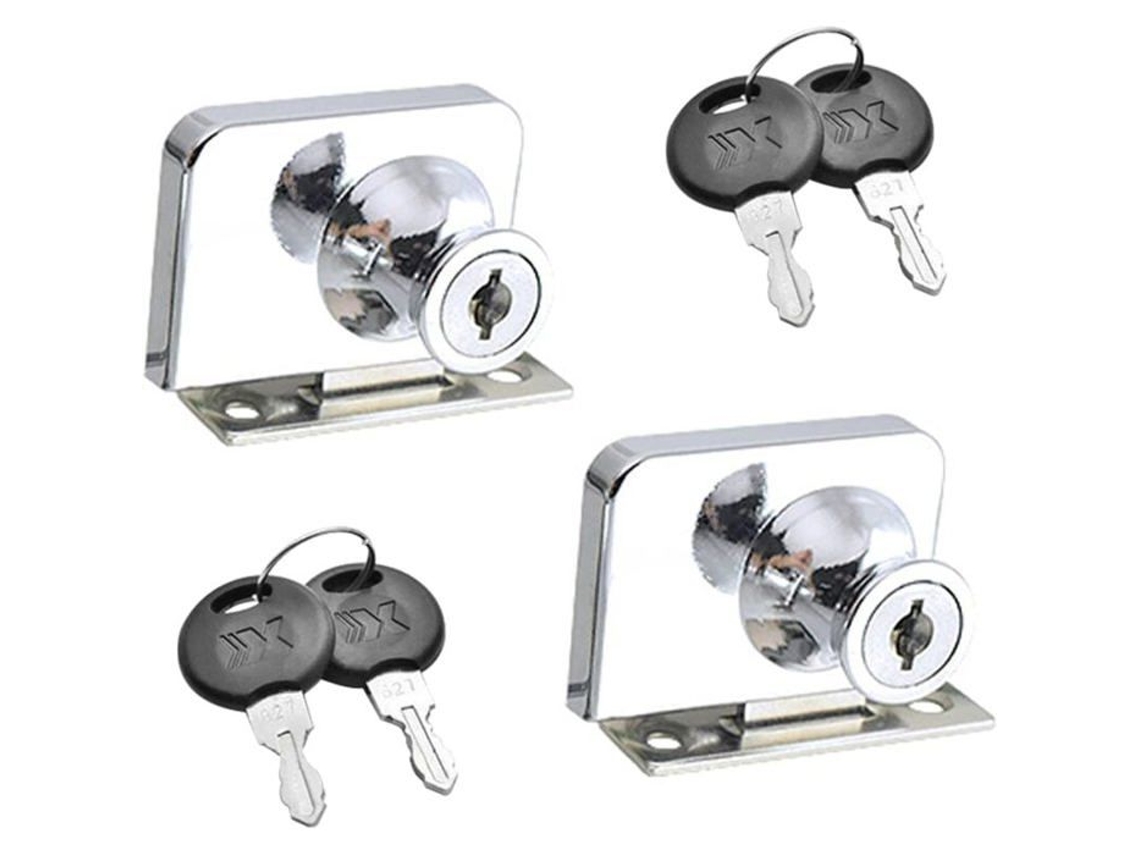 Conjunto De 2 Fechaduras Liga Zinco Para Portas Vidro 5 A 8 Mm.