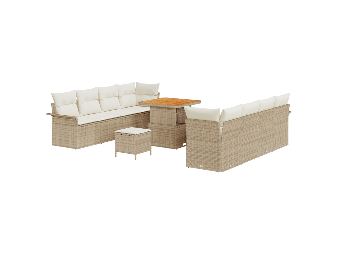 Conjunto De Sofá De Jardim Vidaxl Bege Vime Pe (80 X 80 X 71 Cm)