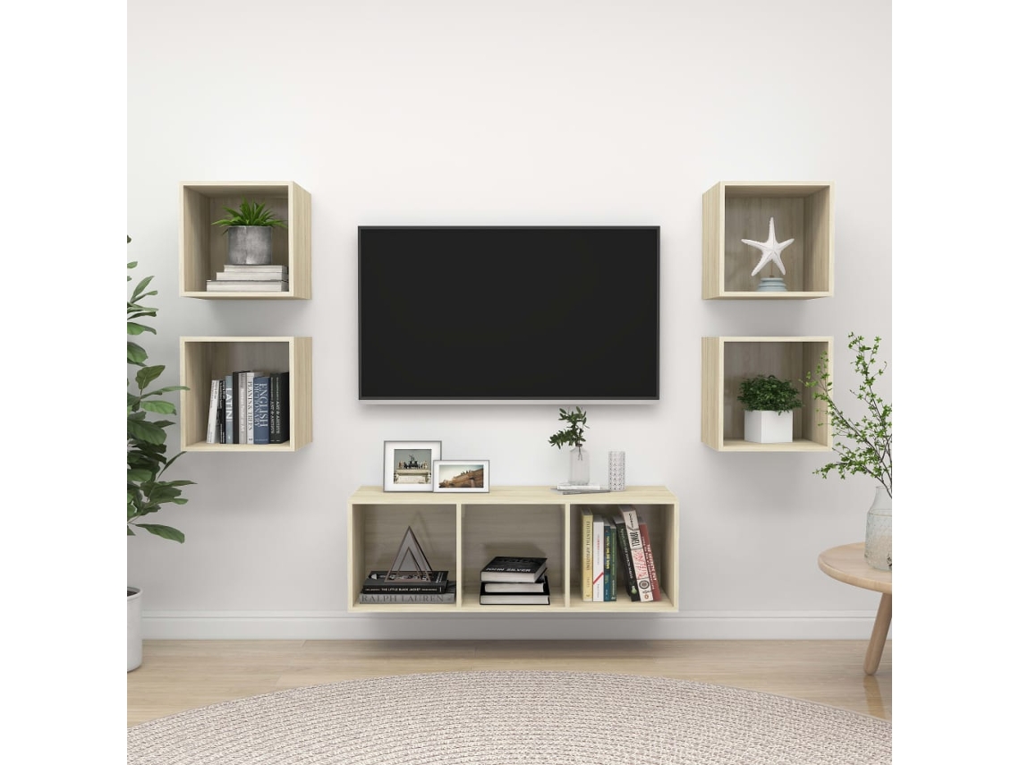 Vidaxl 5 Pcs Conjunto Móveis de Tv Derivados Madeira Carvalho Sonoma