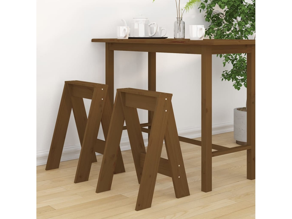 Vidaxl Bancos 2 Pcs 40x40x60 Cm Pinho Maciço Castanho-mel
