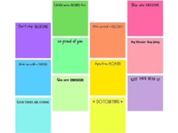 Bloc-notes Adhésifs Fluorescentes 12 Peças Com Mensagens Motivantes, Papel Autocolante Amovível