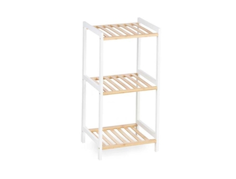 Prateleira de casa de banho - prateleira quadrada de 3 camadas feita de bambu branco