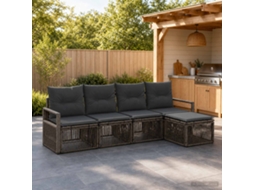 Vidaxl Conjunto De Sofá De Jardim 4 Unid. Cinzento Vime Pe