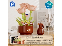 Rosa Elétrica Com Simulação De Rega, Buquê Dinâmico De Blocos De Construção.
