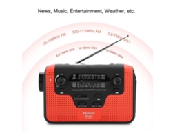 Rádio solar AQUAFORGE fm/am/sw com cartão de memória e manivela