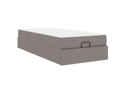SYFAX™ Estrutura de Cama com Colchão 2 Pcs Cinzento acastanhado Tecido