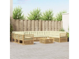 Vidaxl Conjunto De Sofás Para Exterior 10 Unid. Branco E Creme