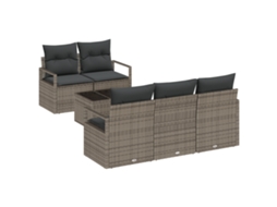 Conjunto 6 Conjunto De Sofá De Jardim Vidaxl Cinzento Vime Pe (55 X 55 X 37 Cm)