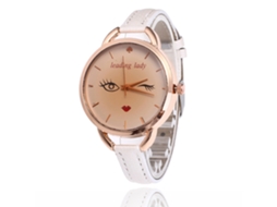 Relógio Feminino de Pulso Analógico de Quartzo com Pulseira de Couro Estilo Moderno Branco