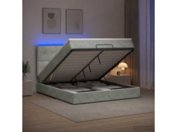 Vidaxl Cama Ottoman Com Colchão E Led Cinzento-claro 180 X 200 Cm