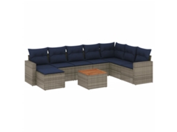 Conjunto de Sofá de Jardim, 9 Peças, Almofadas, Rattan Cinza MAISON EXCLUSIVE