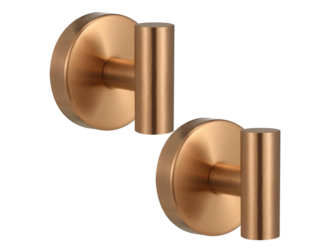 Gancho Toalha 304 Inox Ouro Rosé, Suporte Roupa Banheiro Hotel 2 Peças