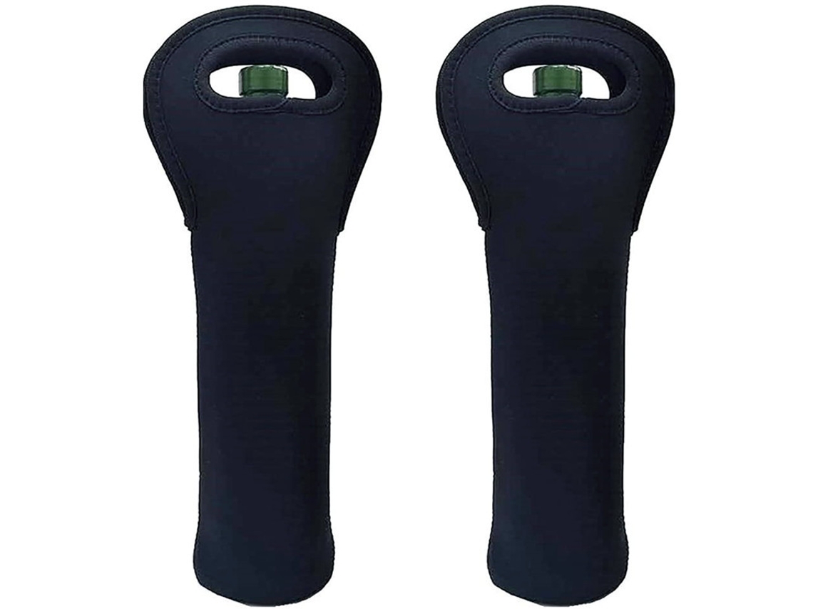 Lurelia Bolsa Térmica Para Vinho 2 Peças Preto Neoprene Gel Congelante 750 Ml Portátil Piquenique