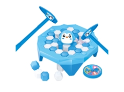 Jogo interativo quebra-gelo com figuras de animais para bebês e crianças pequenas, jogo de tabuleiro de quebra-blocos azul