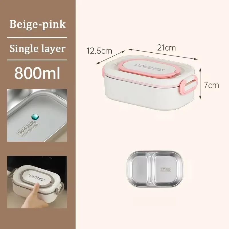 Lancheira Portátil Térmica em Aço Inoxidável 304, Própria para Micro ondas, com Grande Capacidade. MDUG (rosa)