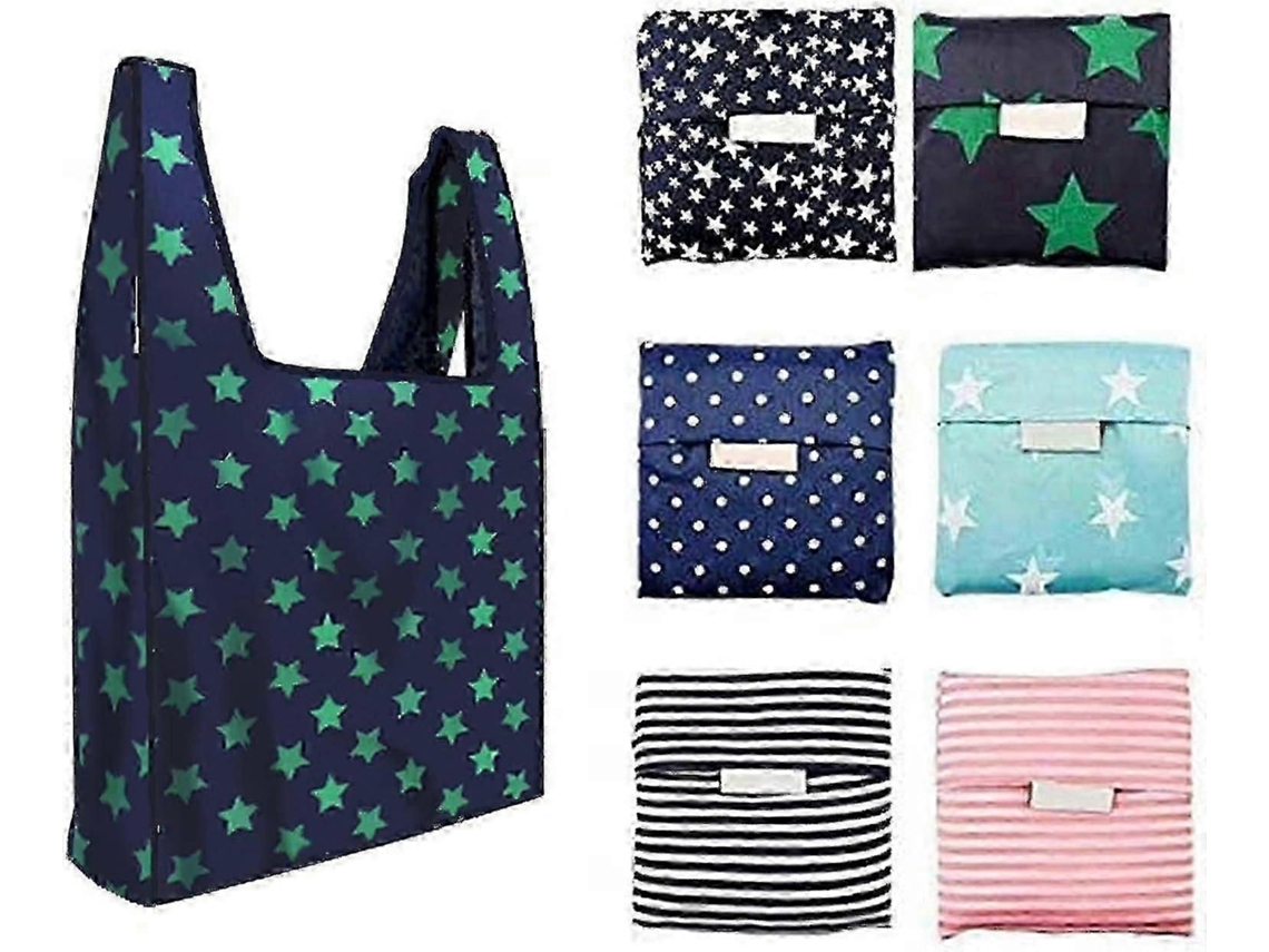Conjunto De 6 Sacolas De Compras Reutilizáveis, Dobráveis ​​e Laváveis, Com Capacidade Para Até 15,8 Kg (35 Lb). Ecológicas, Cabem No Bolso, Impe
