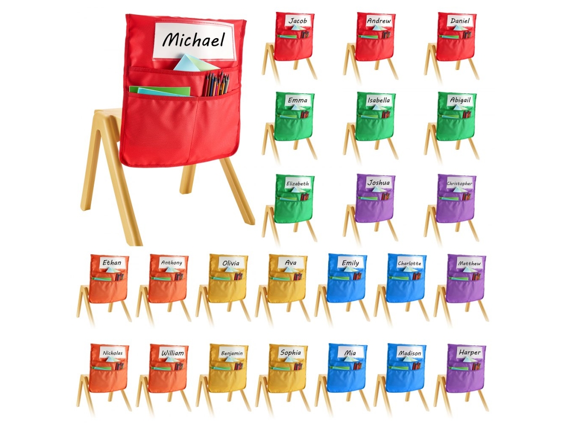 Conjunto De 24 Bolsas Organizadoras Para Encosto De Cadeira 36cm Com Porta Nome Tekmaquinas