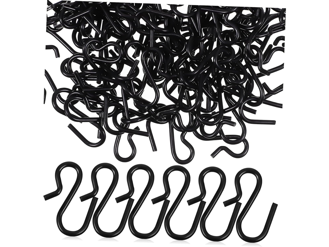 Ganchos Em Formato De S Metal Preto, 120 Peças, Tamanho 22, Resistente