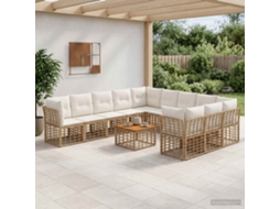 Vidaxl Conjunto De Sofás Para Exterior 12 Pcs Natural E Branco Creme