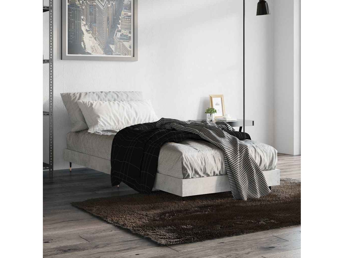 Vidaxl Estrutura de Cama 75x190 Cm Derivados de Madeira Cinza Cimento