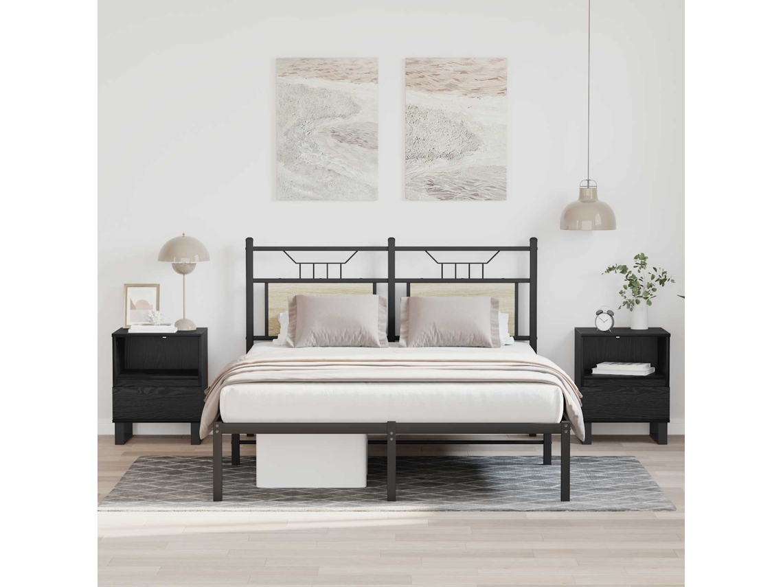 Vidaxl Armário De Cama Carvalho Preto 40 X 35 X 50 Cm