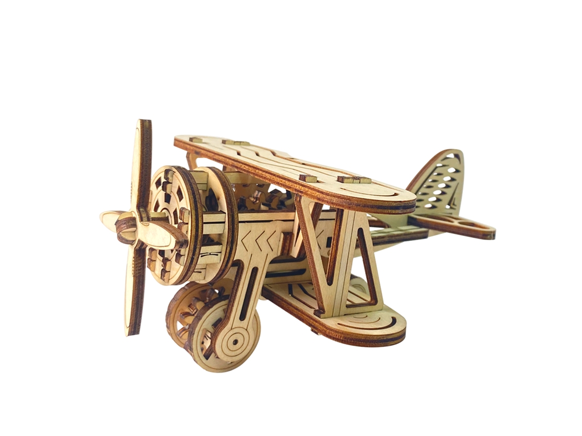 Maquete de Madeira 3d, Design de Avião Mecânico Pequeno. 63 Peças. DAM