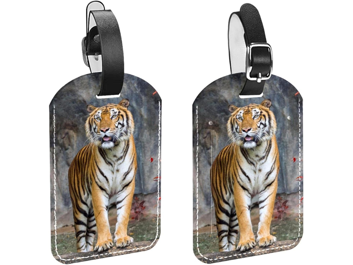 Conjunto De 2 Etiquetas Identificação Bagagem Com Estampa Tigre Evitar A Perda Malas E Bagagens