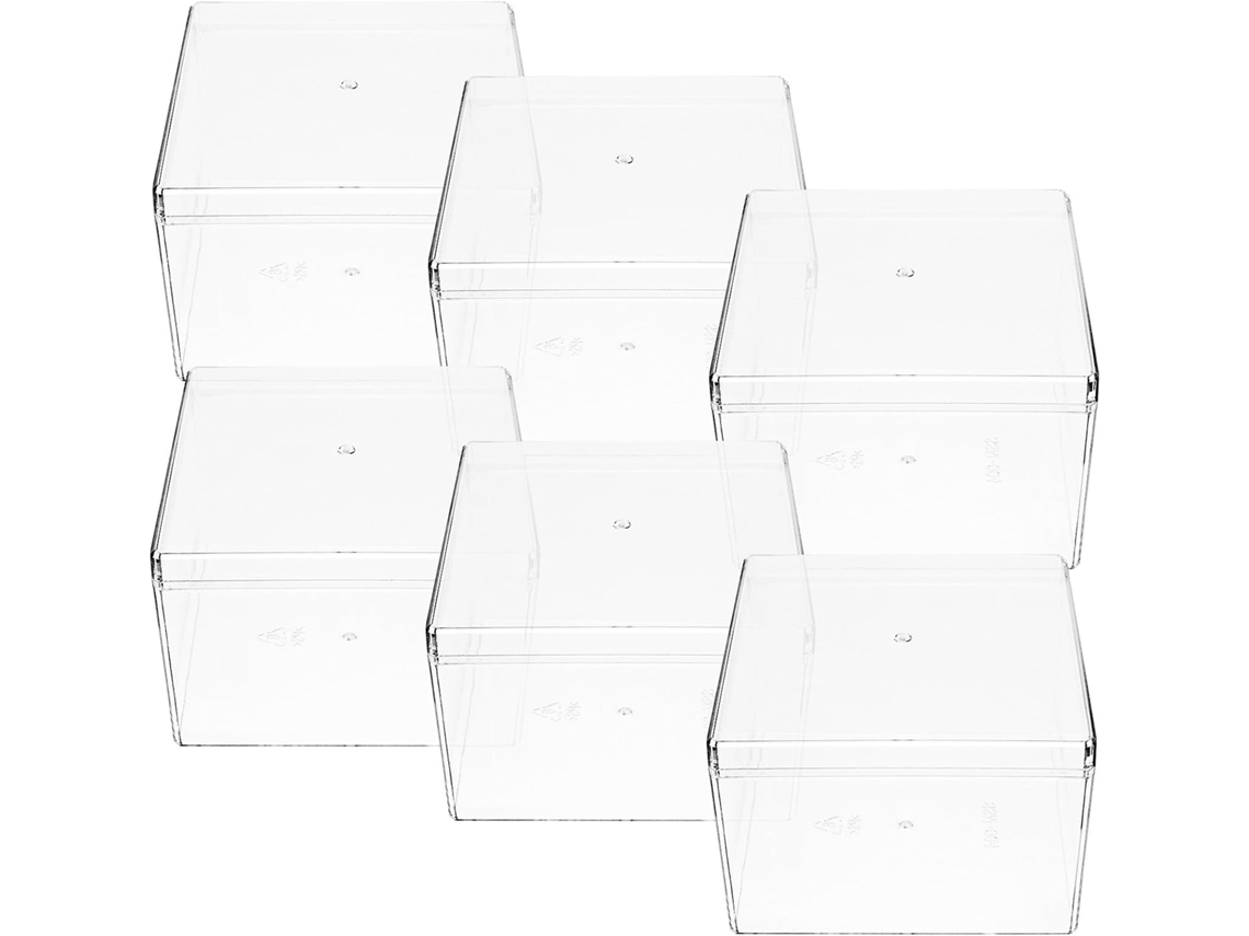 Caixa Transparente Kichvoe Para Bolos E Tiramisu, Resistente E Segura, Em Ps, Pacote Com 6 Unidades Quadradas, Ideal