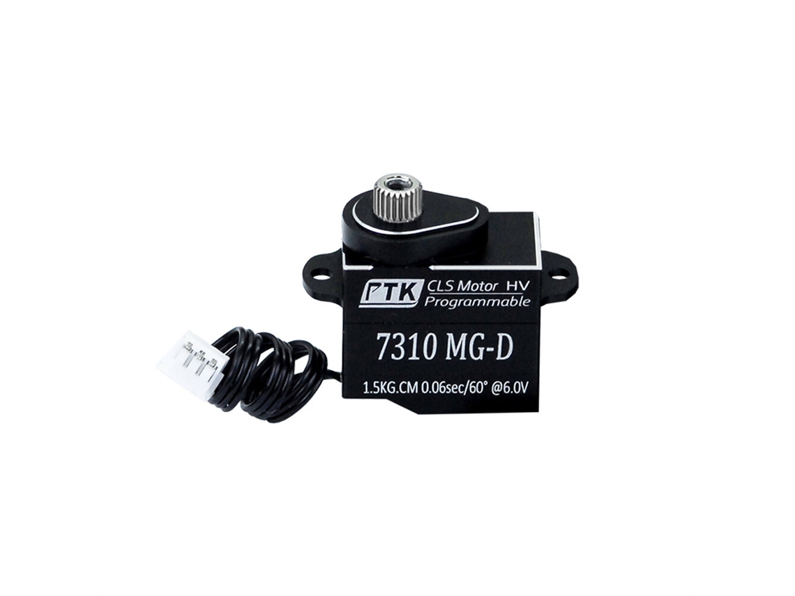 Servo Rc Ptk 7310 Mg d de 1,5 Kg com Engrenagem em Aço Inoxidável para Helicópteros, Aeronaves e Drones Telecomandados. MDUG