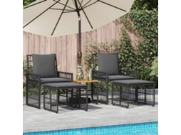 Vidaxl Conjunto De Móveis Para Exterior 5 Unid. Preto E Cinza Escuro