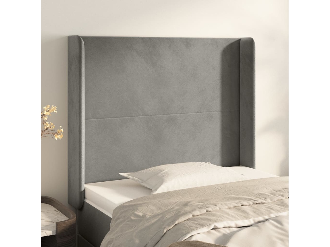 Cabecero con Alas de Terciopelo 83x16x118/128cm Gris Claro