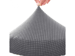 2026 funda de Silla Elástica Estirable de Poliéster Lavable para Taburete Redondo Hogar Rog Gris