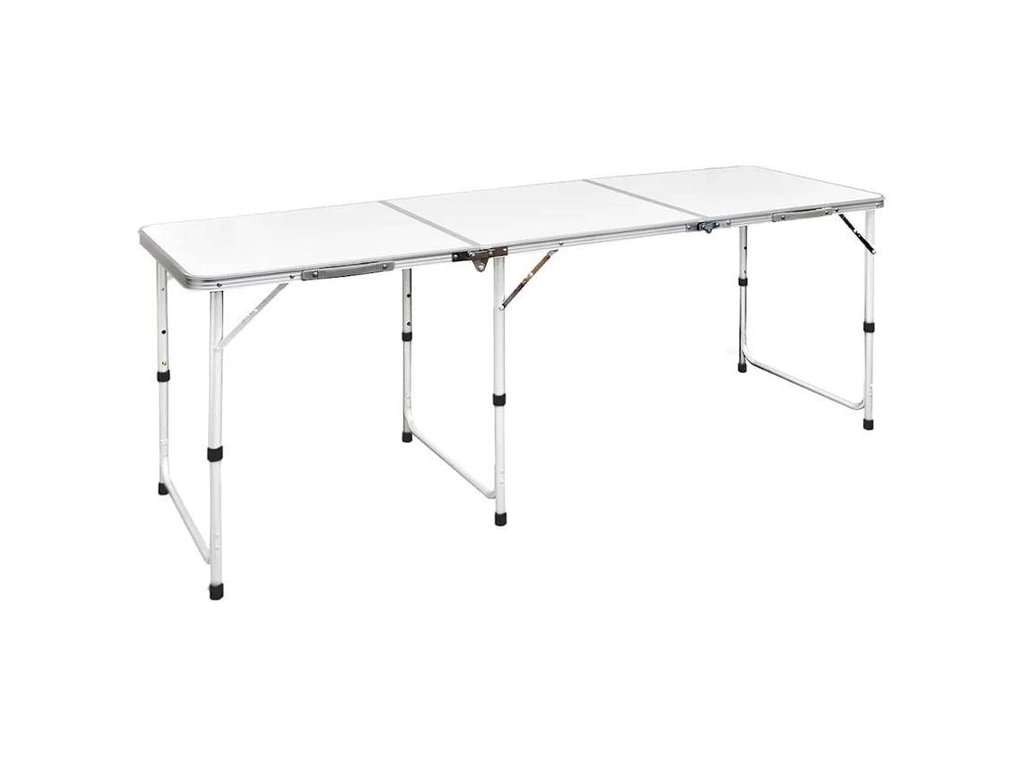 Mesa De Acampamento Dobrável E Ajustável Em Alumínio 180 X 60 Cm
