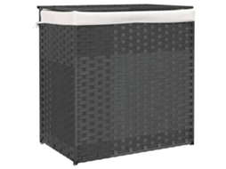Conjunto 1 Cesto Para Roupa Suja Vidaxl Cinzeto Vime Pe (53 X 35 X 57 Cm)