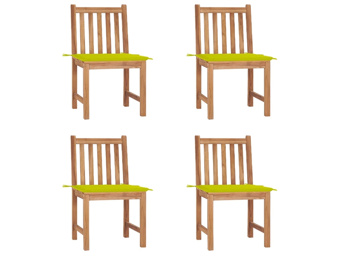 Cadeiras De Jardim C/ Almofadões 4 Pcs Madeira De Teca Maciça Dkd Home Decor