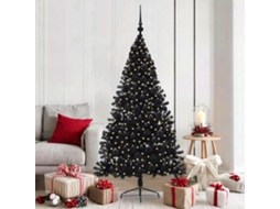Vidaxl Árvore De Natal Artificial Pré-iluminada Preto 180 Cm Pvc